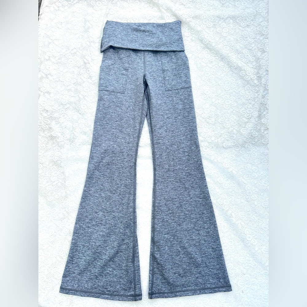 Aerie OFFLINE Foldover Hugger High Waisted Super Flare Leggings Size small grey